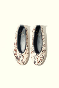 SONIA COW PRINT – Hair-On Leather Ballet Flats with Pull Tab KMB shoes