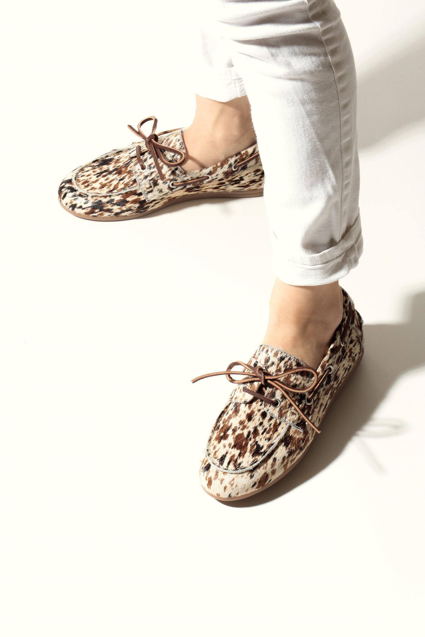 KAI COW PRINT – Hair-On Leather Boat Shoes KMB shoes