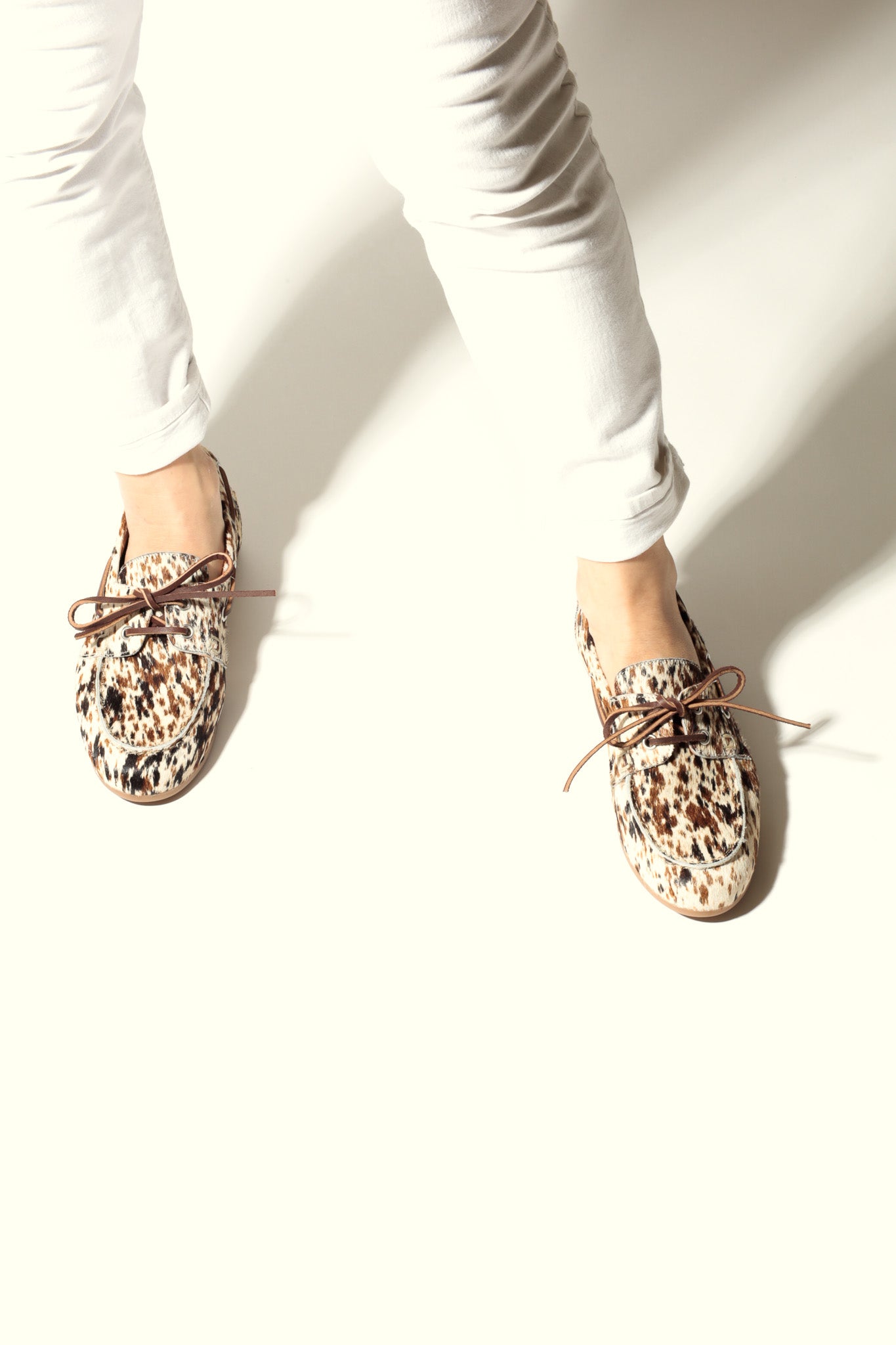 KAI COW PRINT – Hair-On Leather Boat Shoes KMB shoes