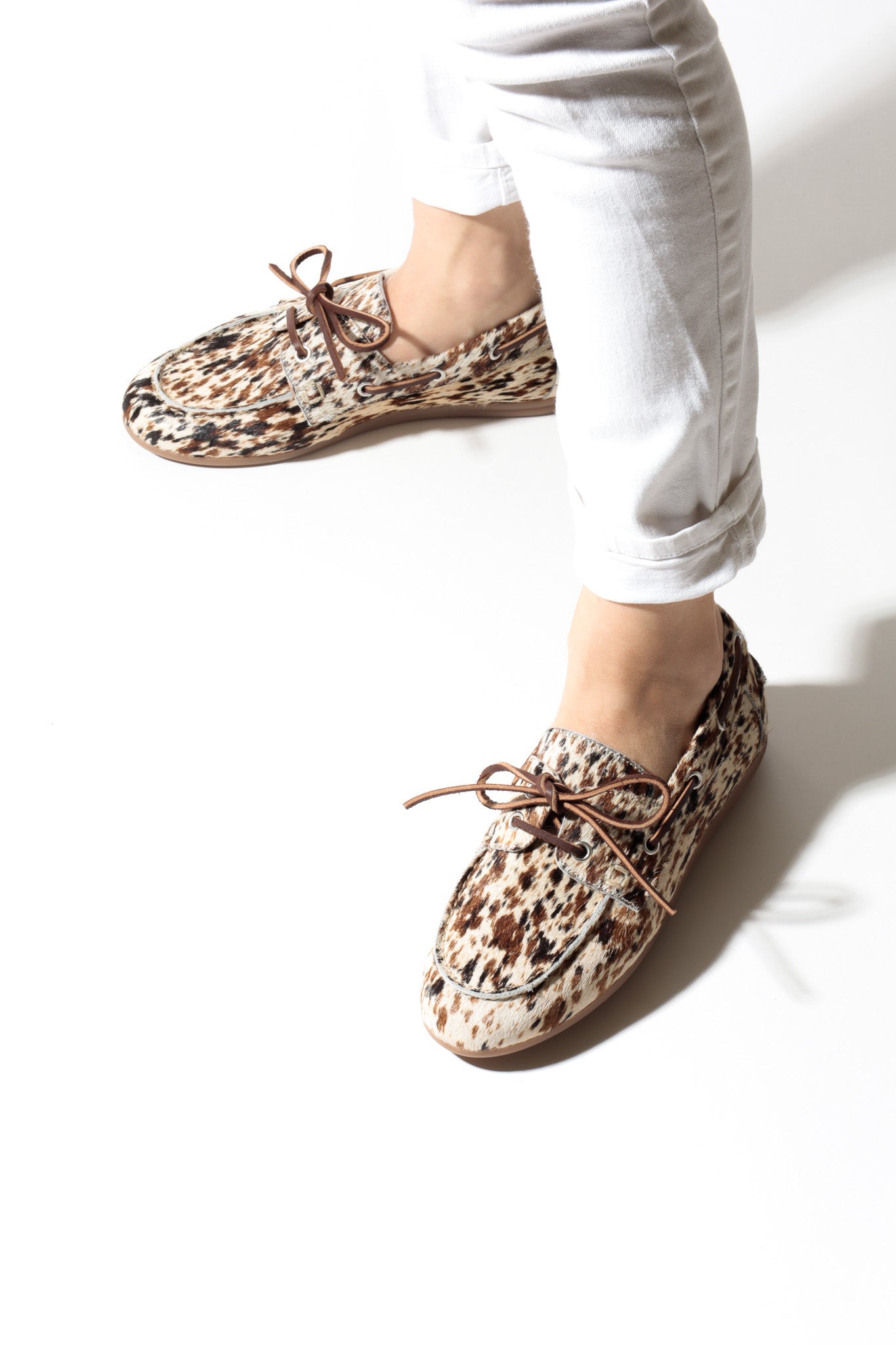 KAI COW PRINT – Hair-On Leather Boat Shoes KMB shoes