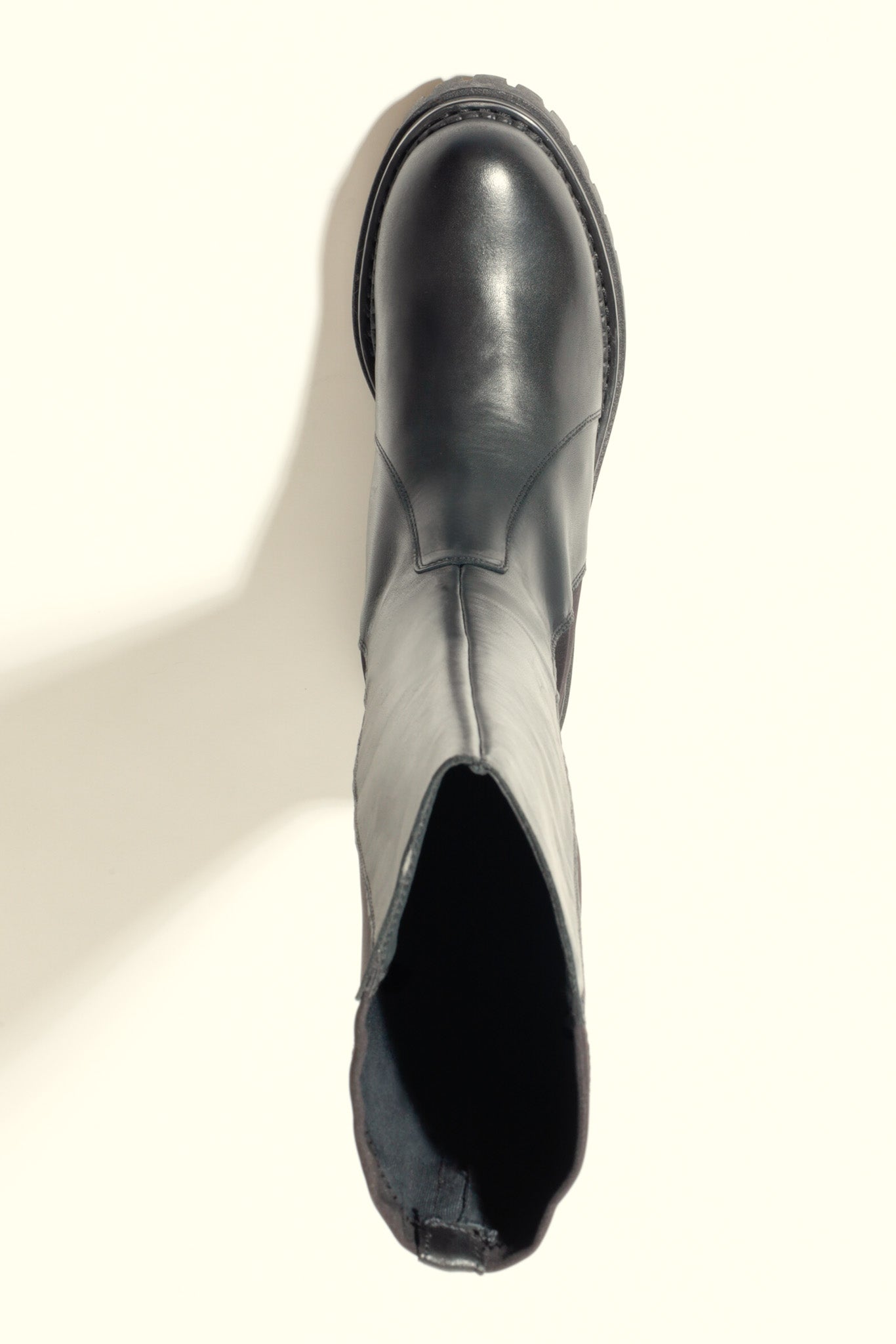 AITANA BLACK – Knee-High Leather Boots with Stretch Back Panel KMB shoes