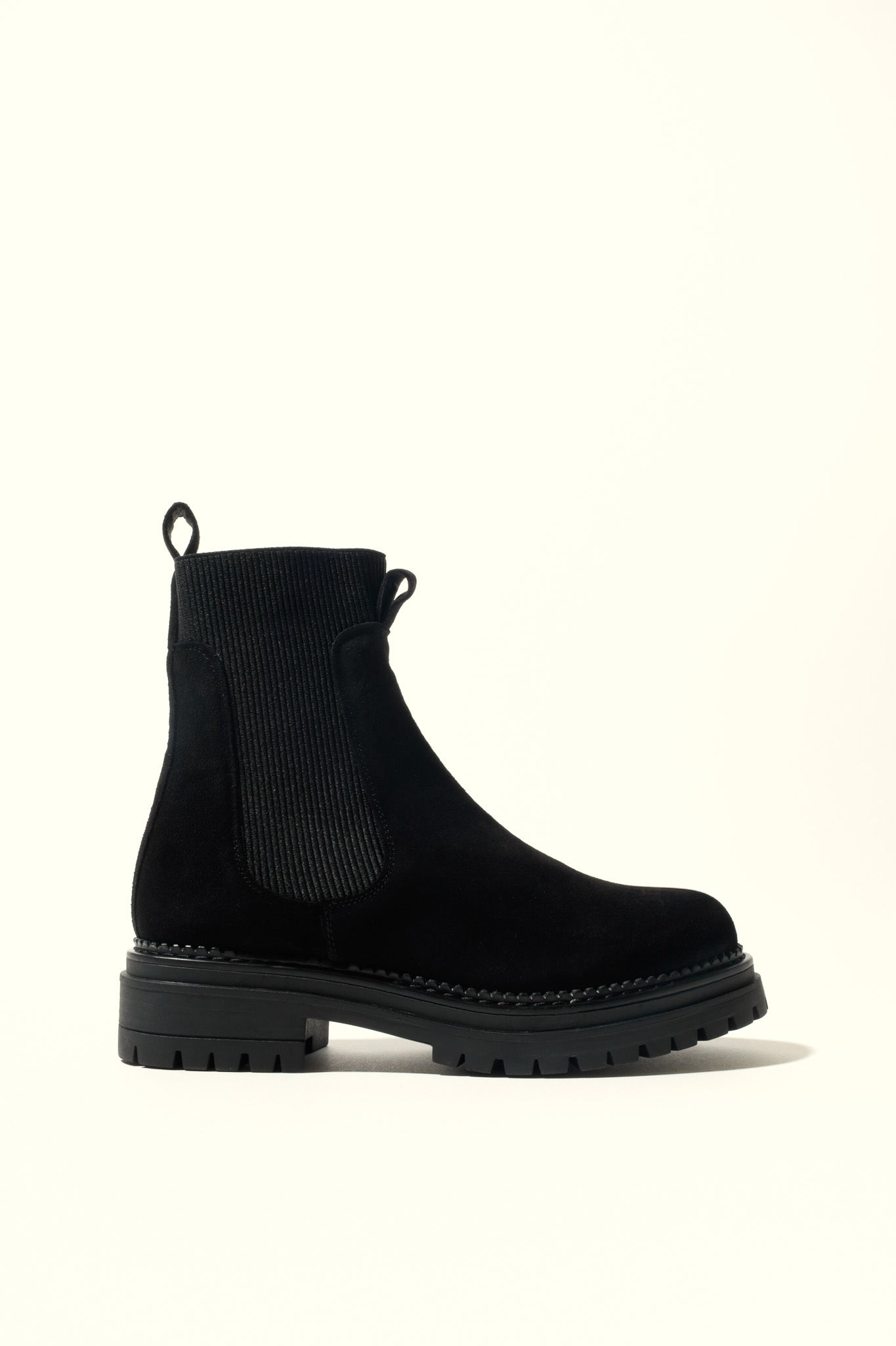 KELLY BLACK – Suede Ankle Boots with Elastic Panels KMB shoes