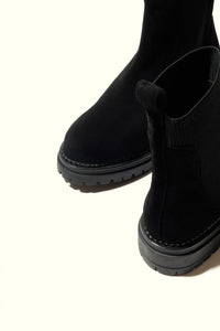 KELLY BLACK – Suede Ankle Boots with Elastic Panels KMB shoes