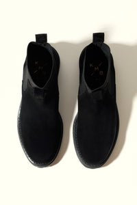 KELLY BLACK – Suede Ankle Boots with Elastic Panels KMB shoes