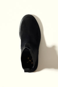 KELLY BLACK – Suede Ankle Boots with Elastic Panels KMB shoes