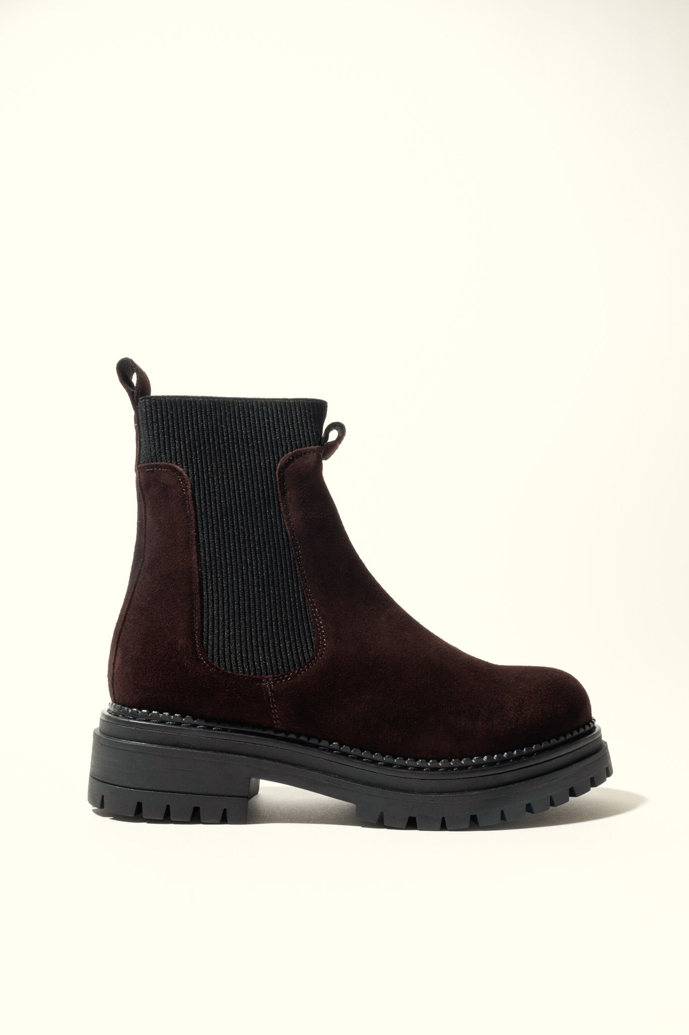 KELLY CHOCOLATE – Suede Ankle Boots with Elastic Panels KMB shoes