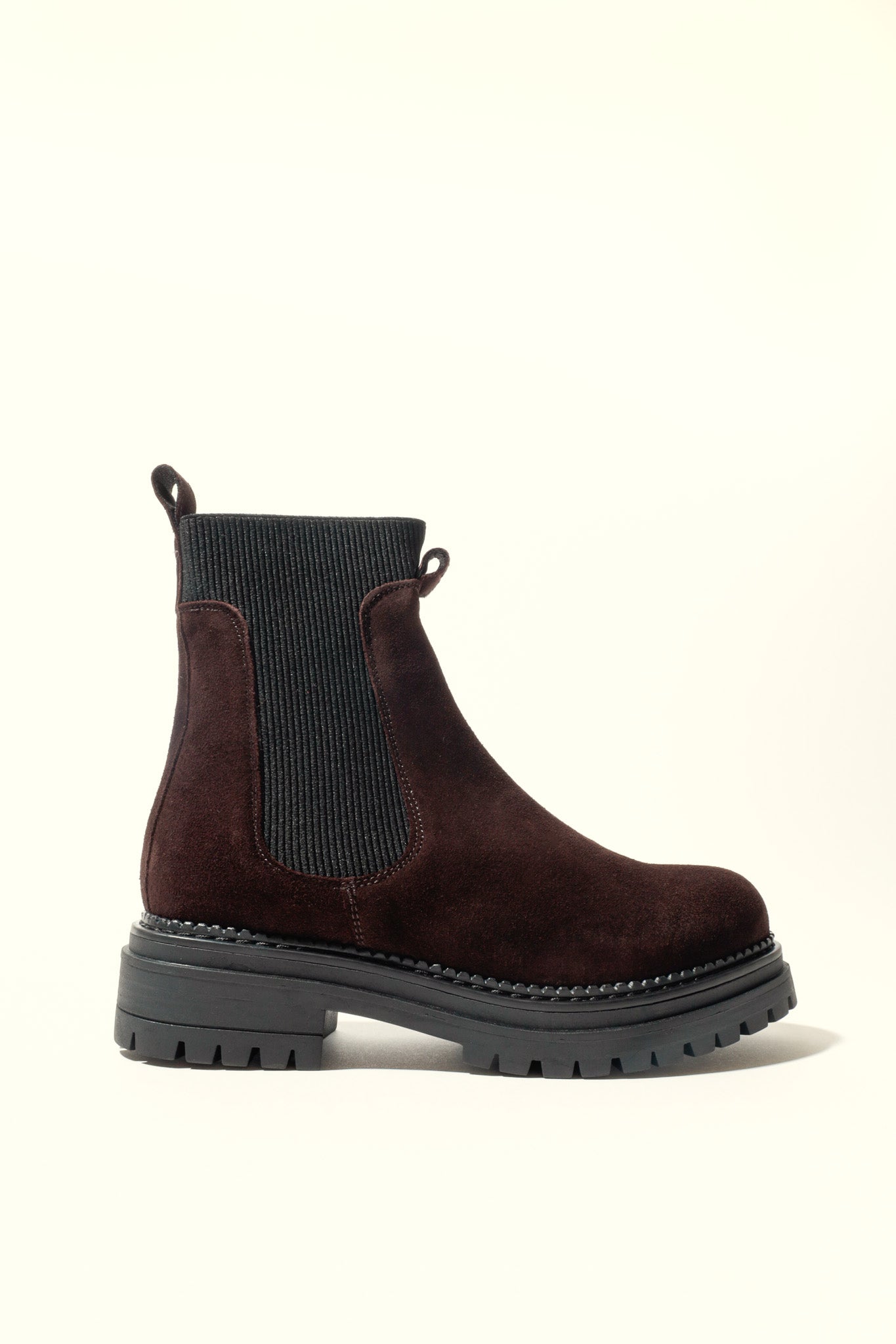 KELLY CHOCOLATE – Suede Ankle Boots with Elastic Panels KMB shoes