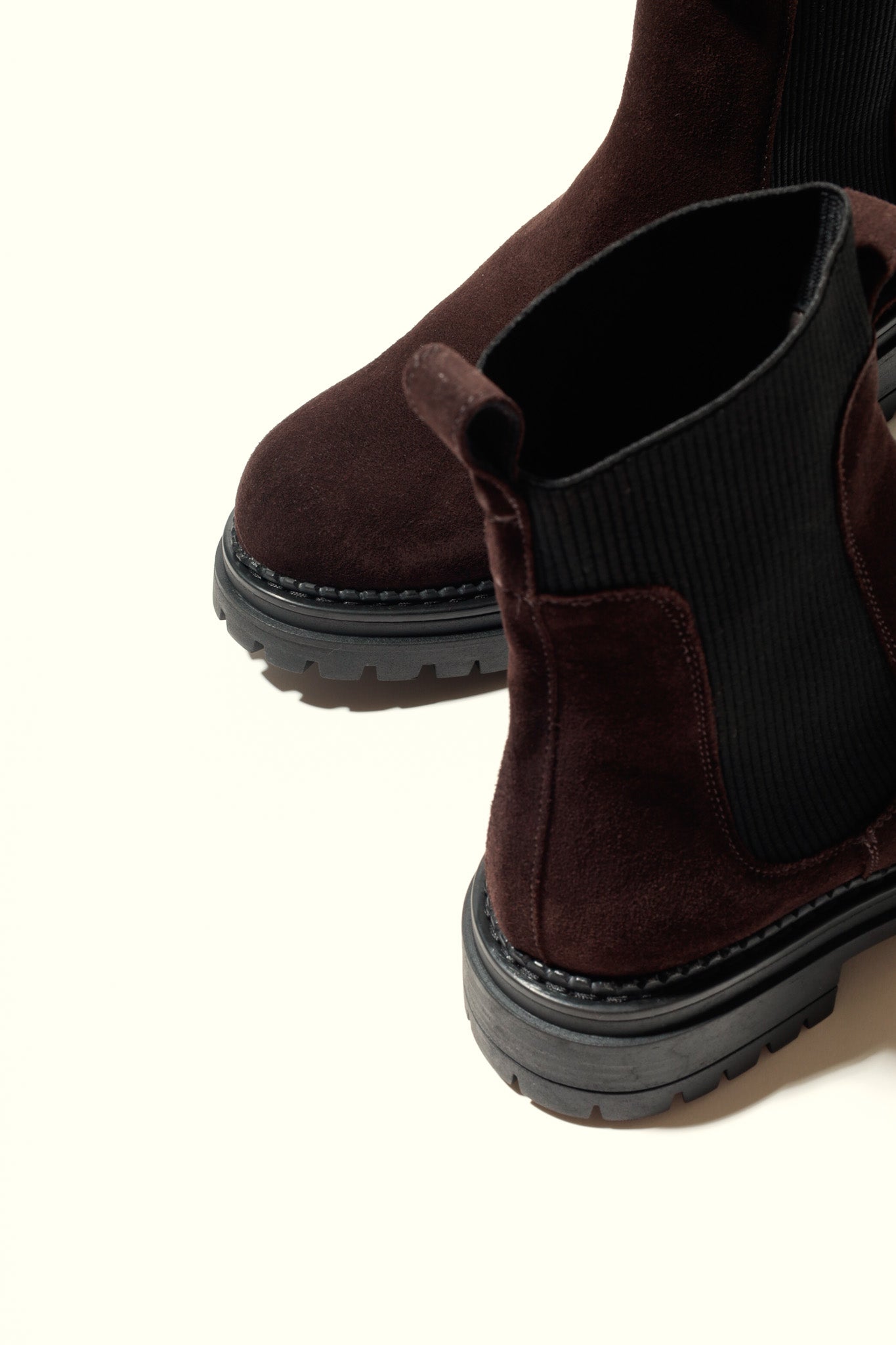 KELLY CHOCOLATE – Suede Ankle Boots with Elastic Panels KMB shoes