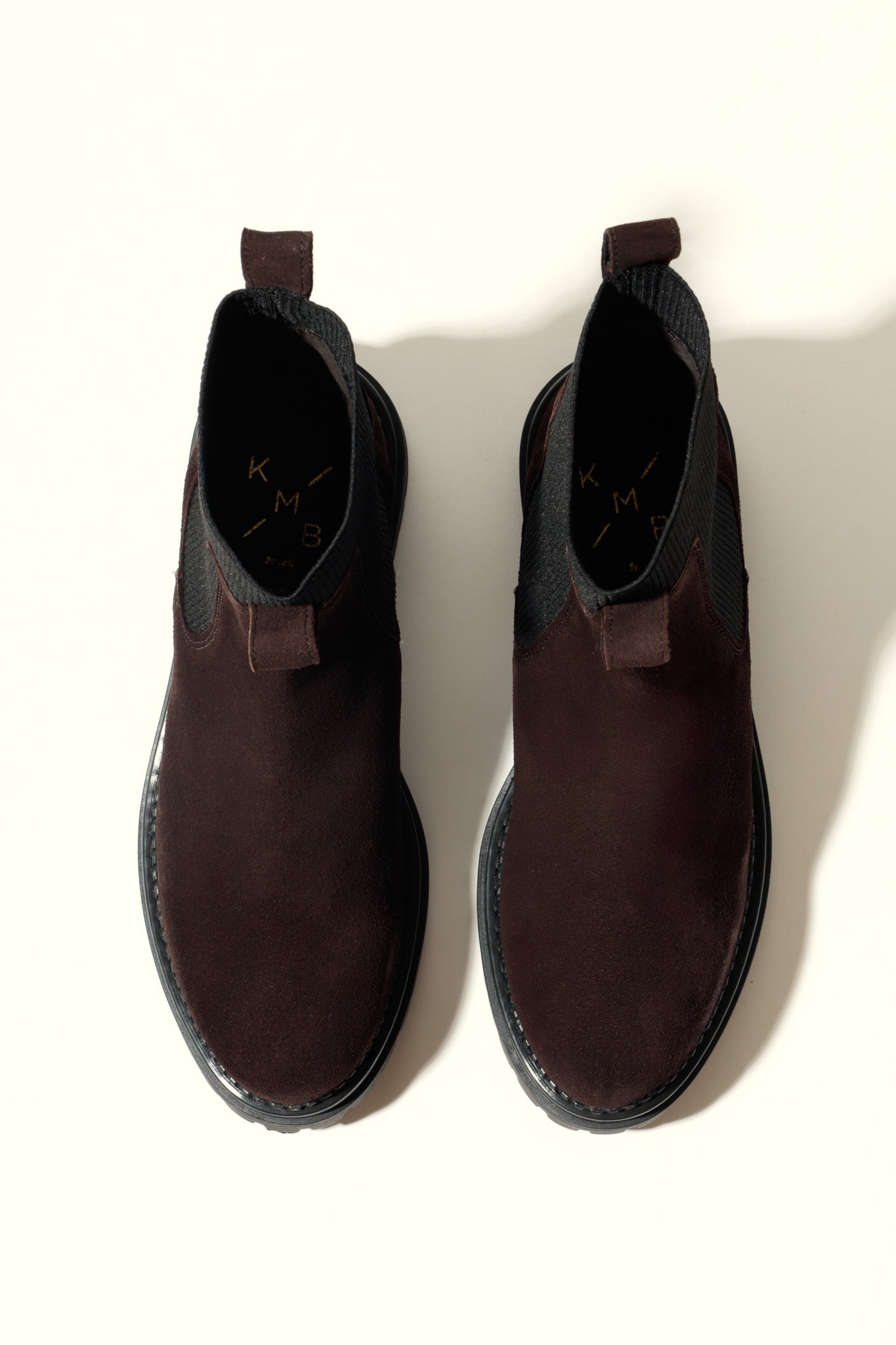KELLY CHOCOLATE – Suede Ankle Boots with Elastic Panels KMB shoes
