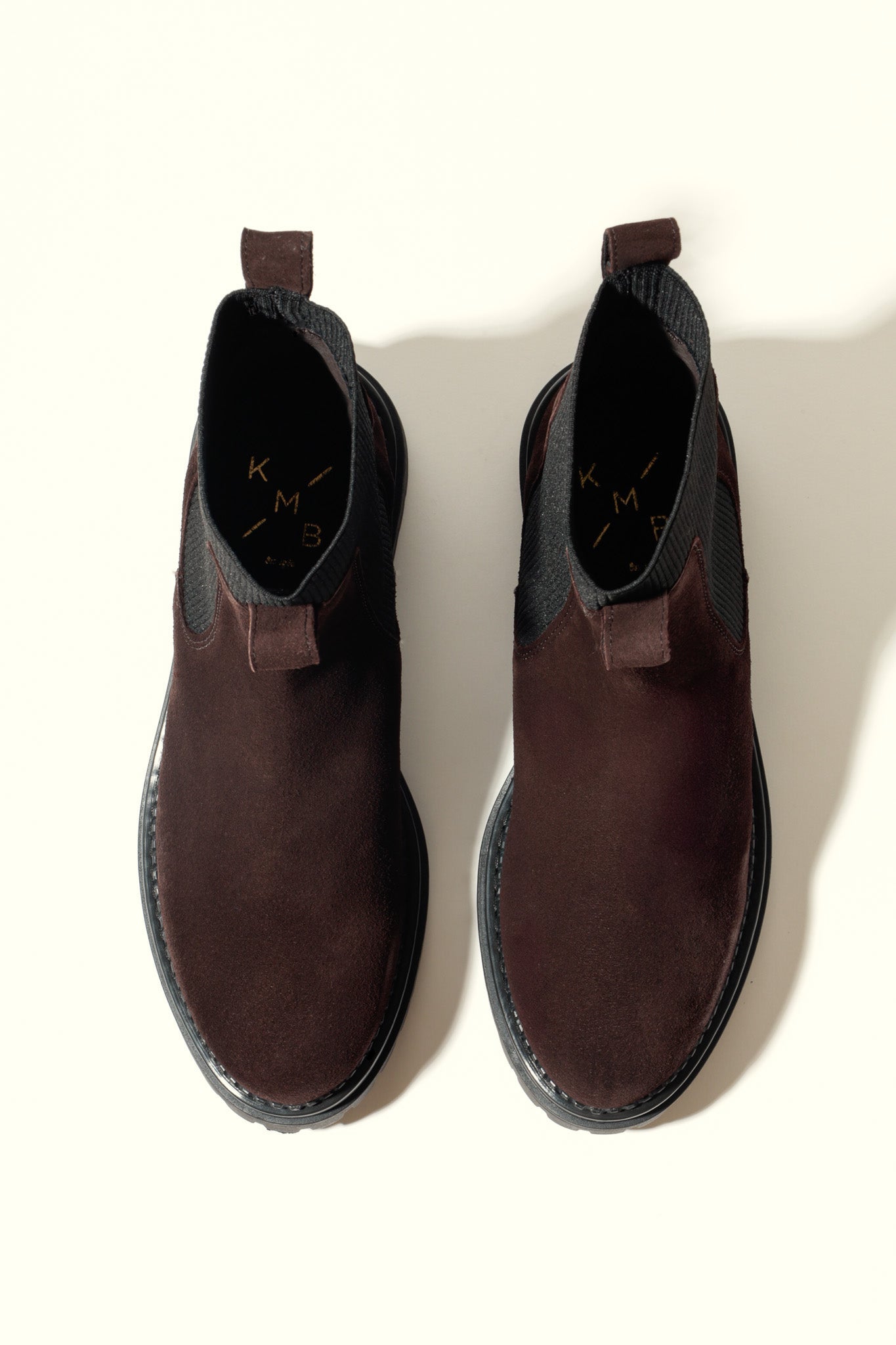 KELLY CHOCOLATE – Suede Ankle Boots with Elastic Panels KMB shoes