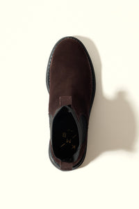 KELLY CHOCOLATE – Suede Ankle Boots with Elastic Panels KMB shoes