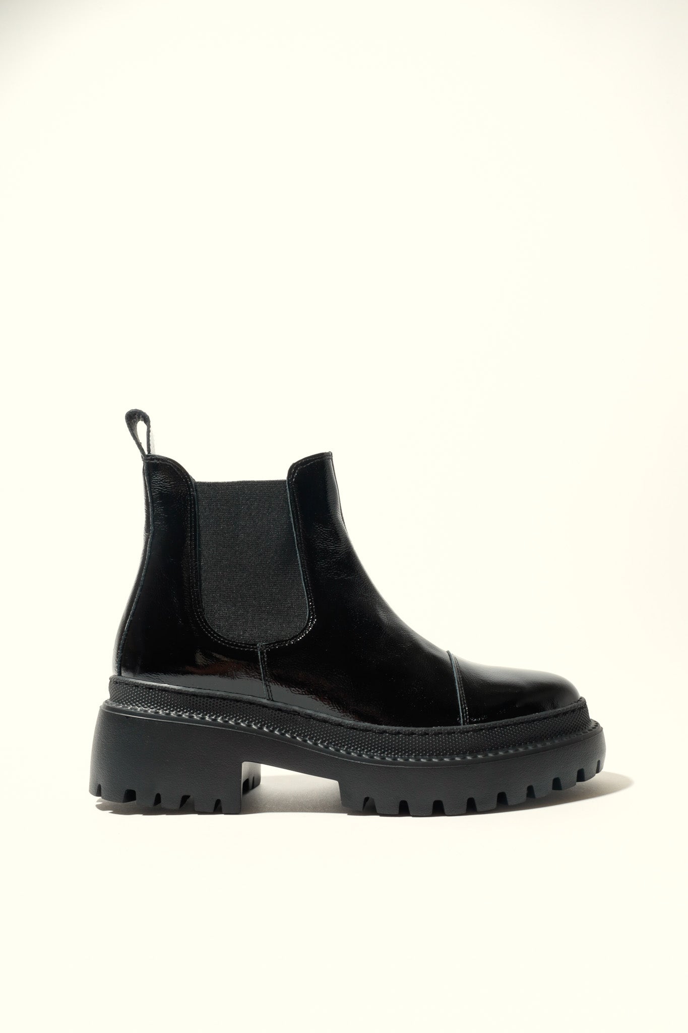 MACU BLACK – Patent Leather Ankle Boots with Extra Light Sole KMB shoes