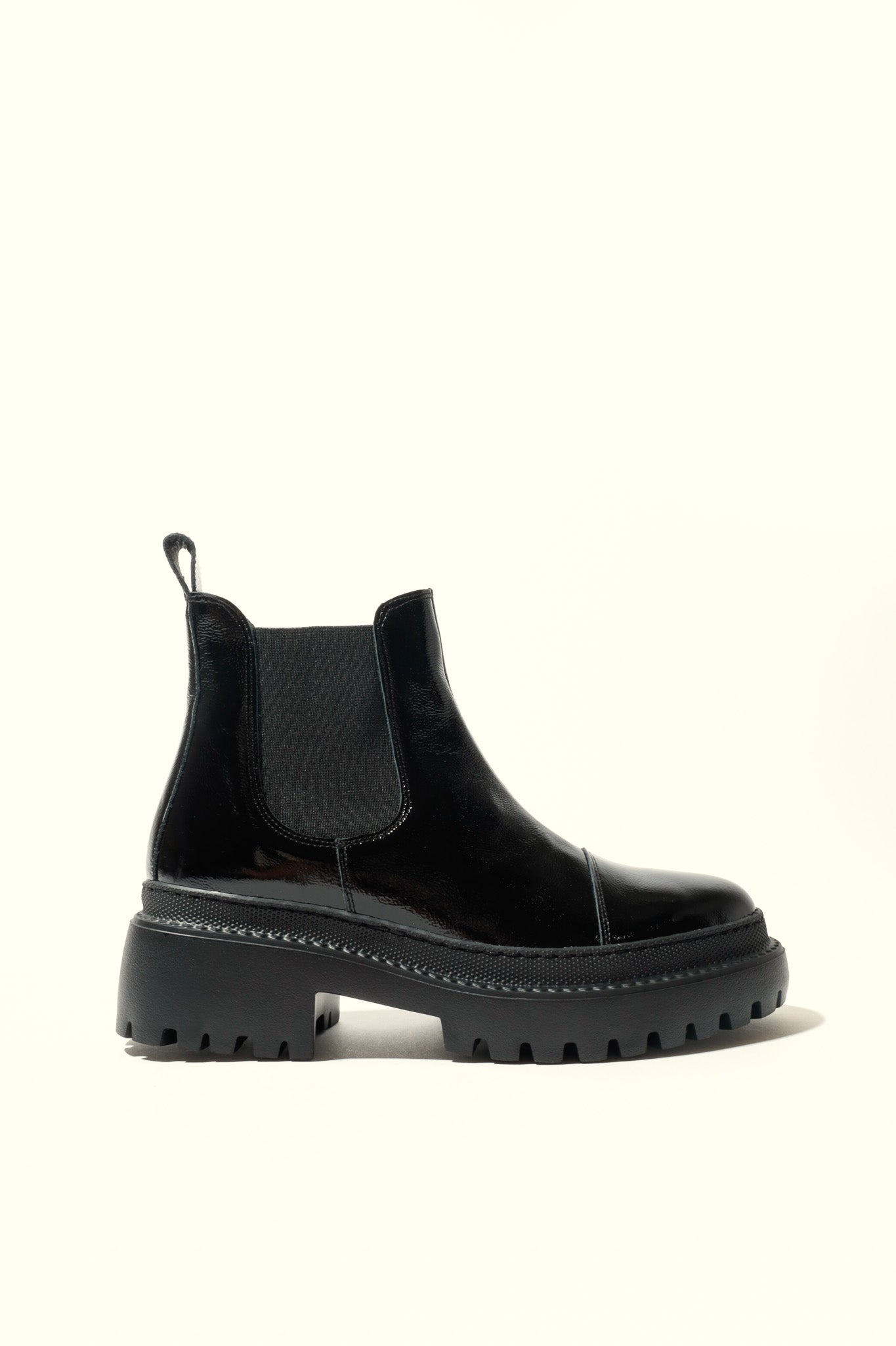 MACU BLACK – Patent Leather Ankle Boots with Extra Light Sole KMB shoes