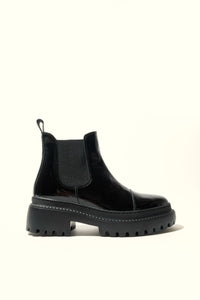 MACU BLACK – Patent Leather Ankle Boots with Extra Light Sole KMB shoes