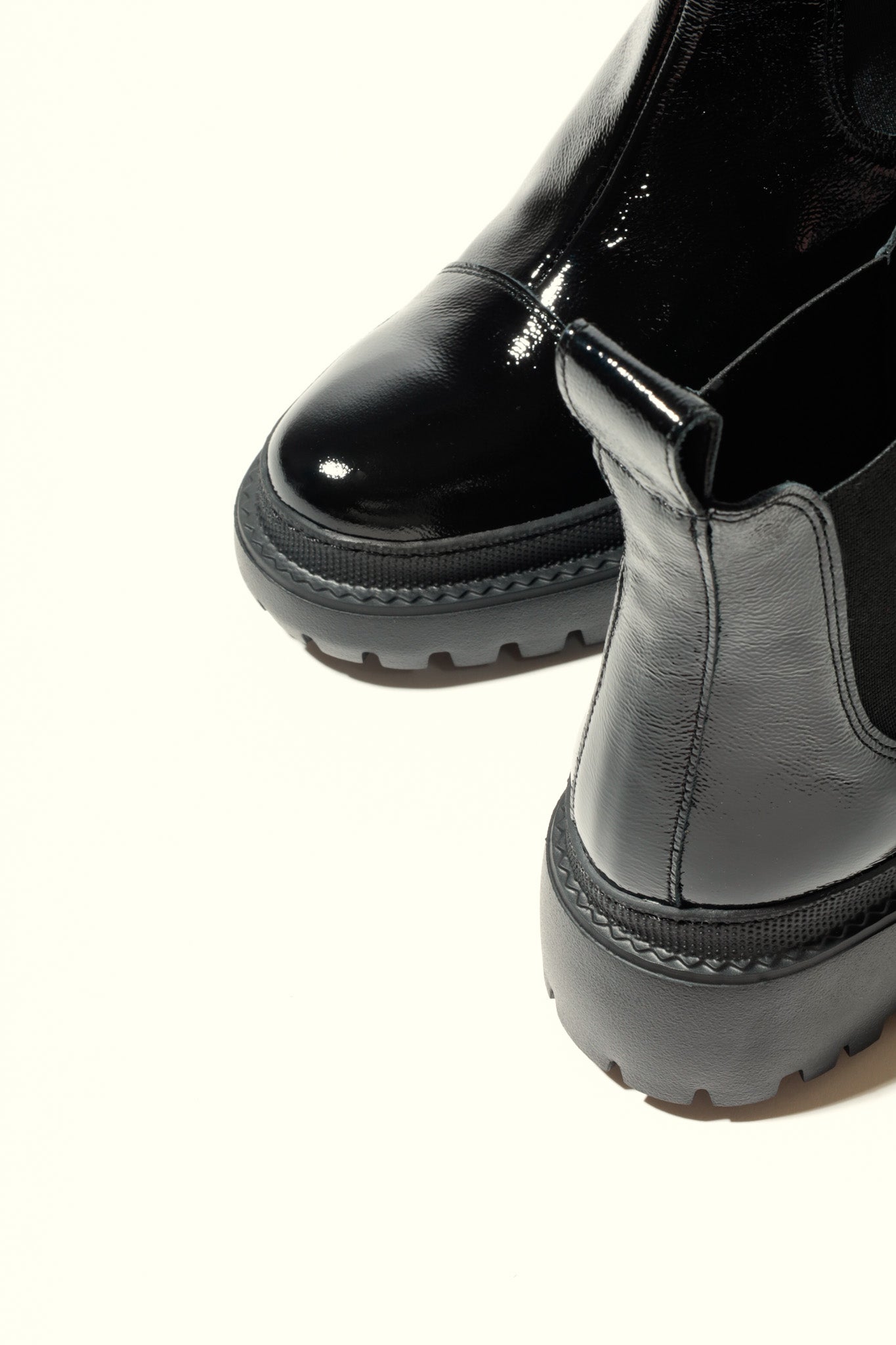 MACU BLACK – Patent Leather Ankle Boots with Extra Light Sole KMB shoes