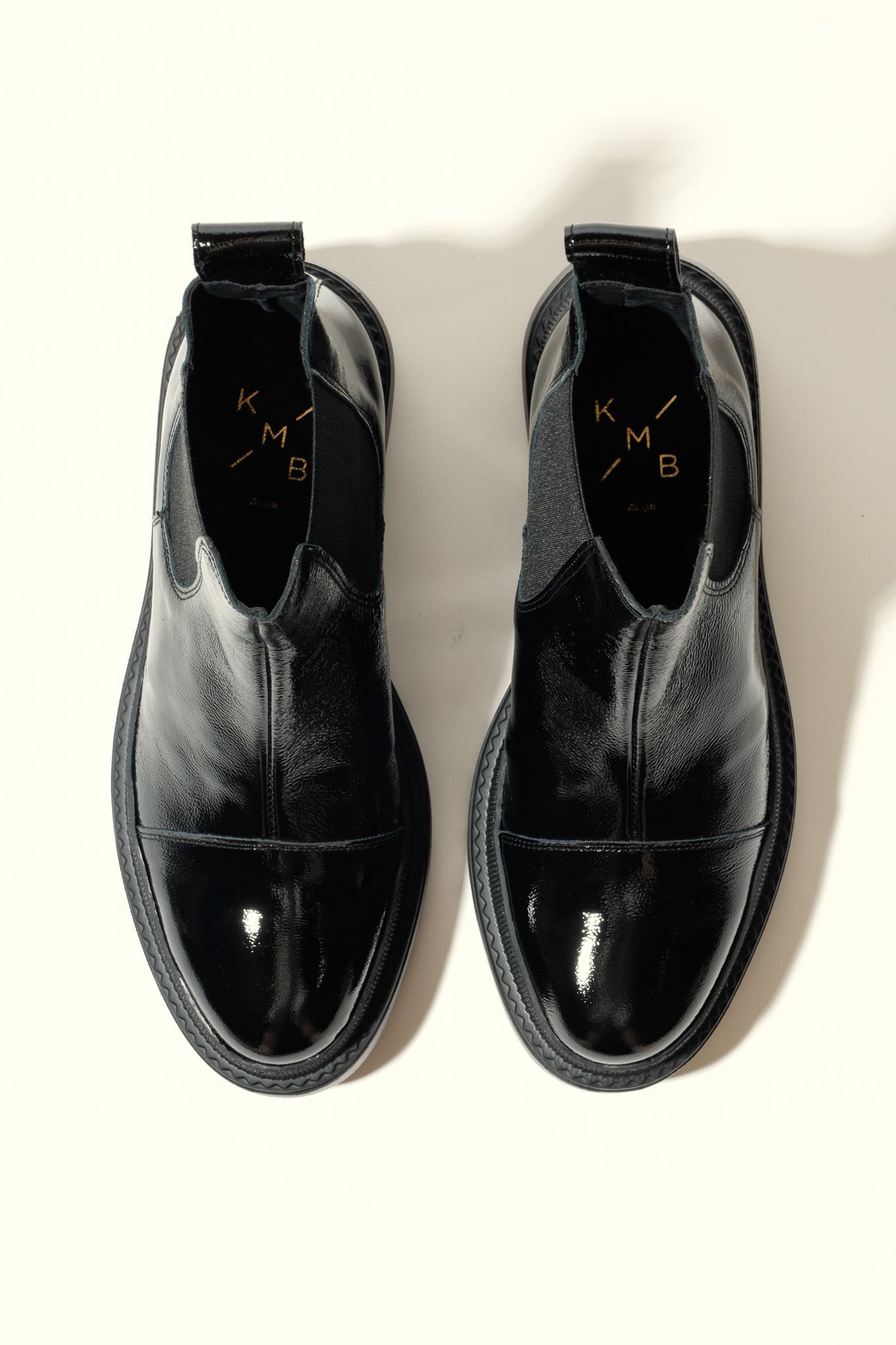 MACU BLACK – Patent Leather Ankle Boots with Extra Light Sole KMB shoes