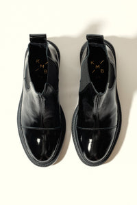 MACU BLACK – Patent Leather Ankle Boots with Extra Light Sole KMB shoes