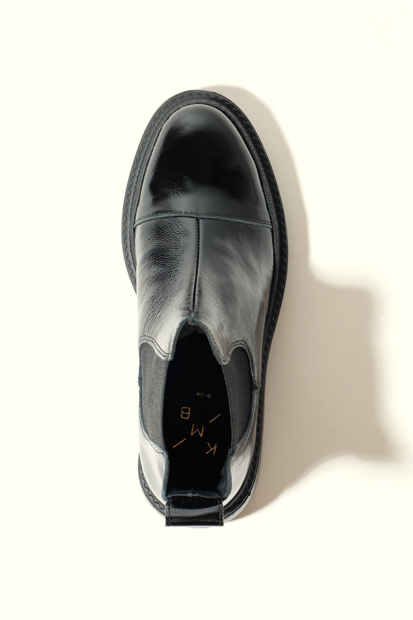 MACU BLACK – Patent Leather Ankle Boots with Extra Light Sole KMB shoes