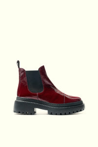 MACU BURGUNDY – Patent Leather Ankle Boots with Extra Light Sole KMB shoes