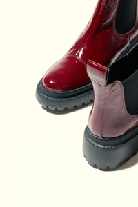 MACU BURGUNDY – Patent Leather Ankle Boots with Extra Light Sole KMB shoes