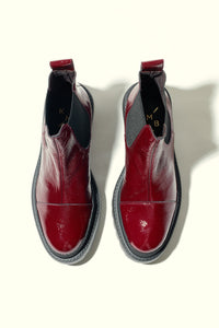 MACU BURGUNDY – Patent Leather Ankle Boots with Extra Light Sole KMB shoes