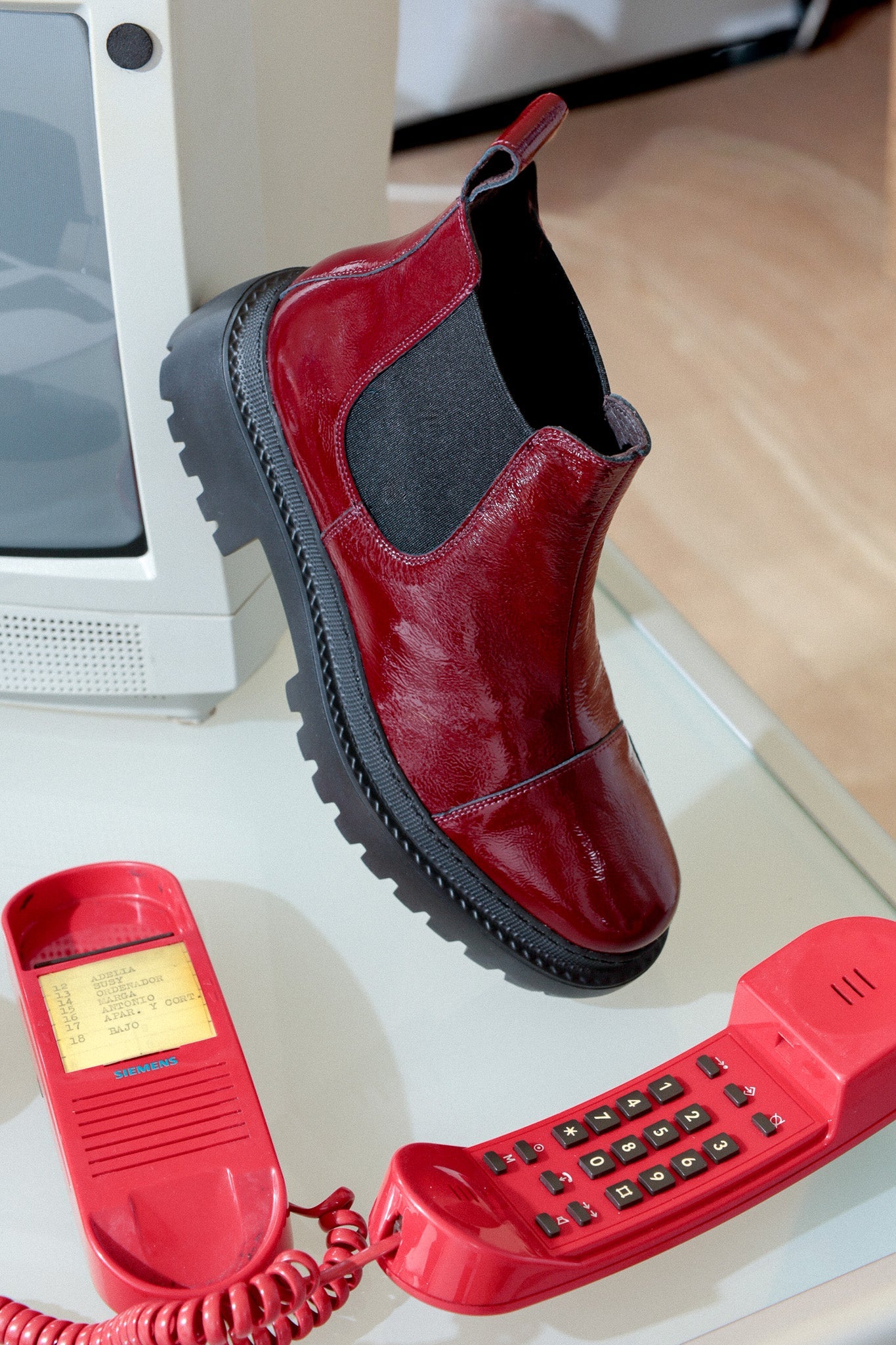 MACU BURGUNDY – Patent Leather Ankle Boots with Extra Light Sole KMB shoes