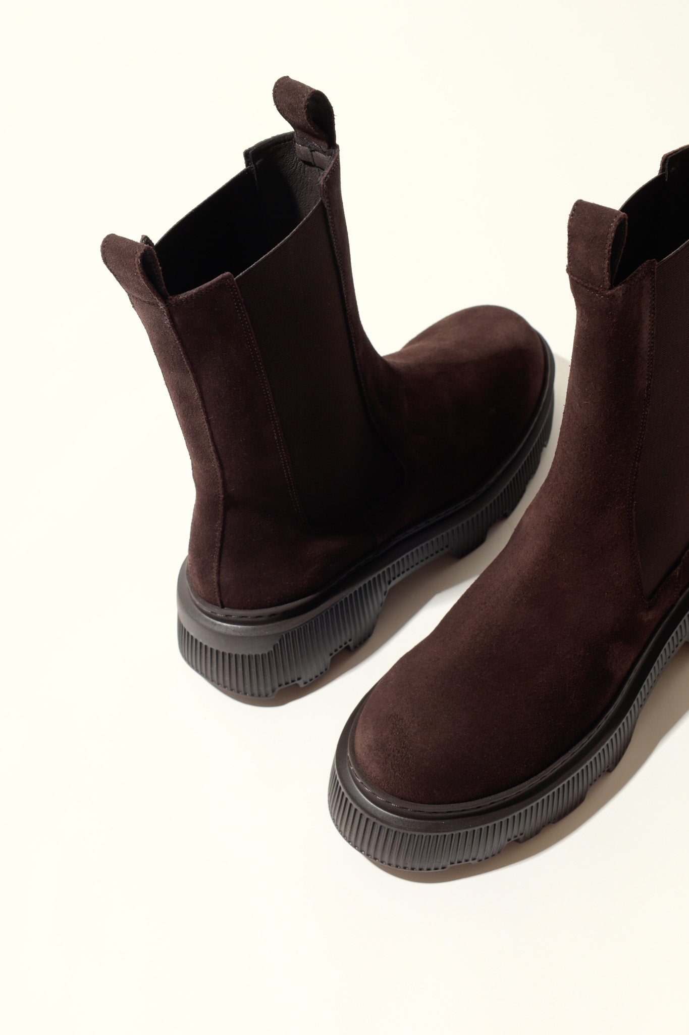 REBECCA CHOCOLATE – Mid-Calf Suede Boots with Chunky Sole KMB shoes