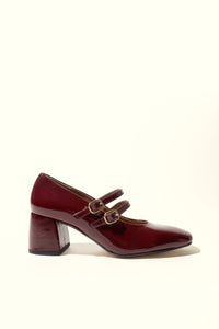 MAITE BURGUNDY – Heeled Double Strap Mary Jane Shoes KMB shoes