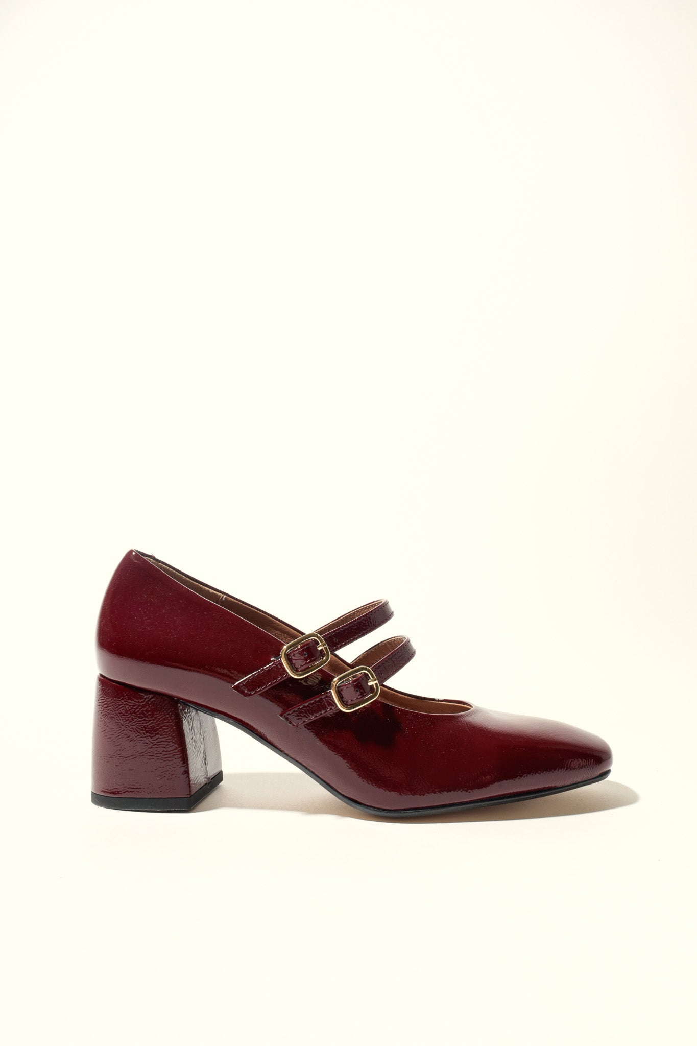 MAITE BURGUNDY – Heeled Double Strap Mary Jane Shoes KMB shoes