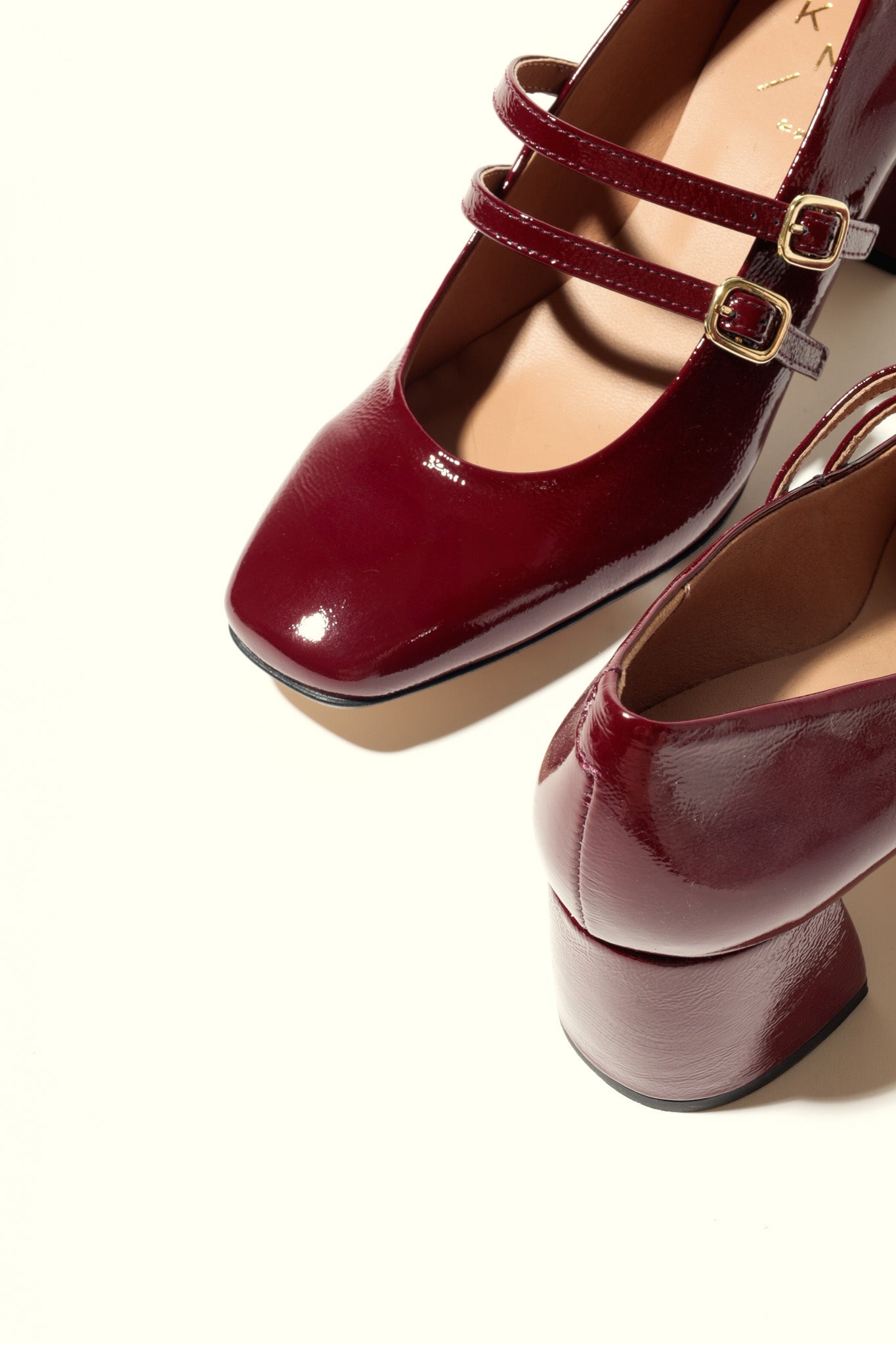 MAITE BURGUNDY – Heeled Double Strap Mary Jane Shoes KMB shoes