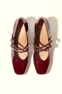 MAITE BURGUNDY – Heeled Double Strap Mary Jane Shoes KMB shoes