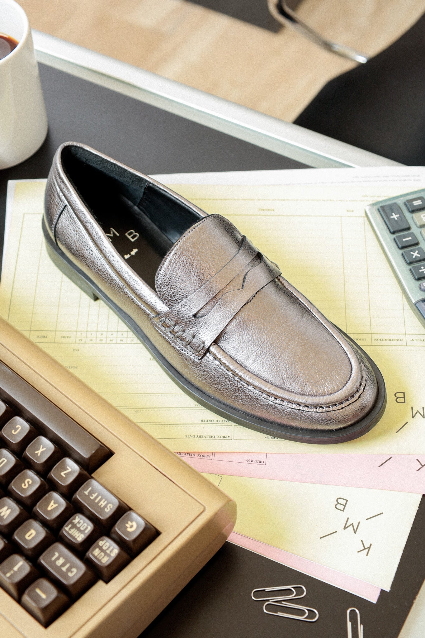 EMILIA SILVER – Soft Metallic Leather Loafer Flats KMB shoes