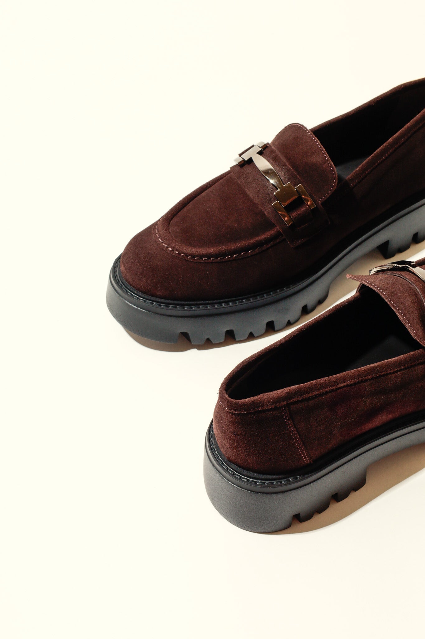 AINOHA CHOCOLATE – Suede Loafers with Horsebit and Extra-Light Sole KMB shoes