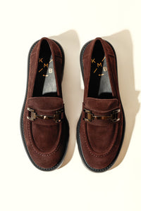 AINOHA CHOCOLATE – Suede Loafers with Horsebit and Extra-Light Sole KMB shoes