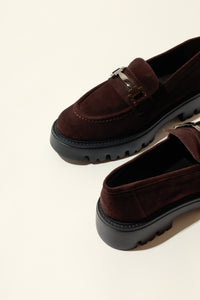 AINOHA CHOCOLATE – Suede Loafers with Horsebit and Extra-Light Sole KMB shoes