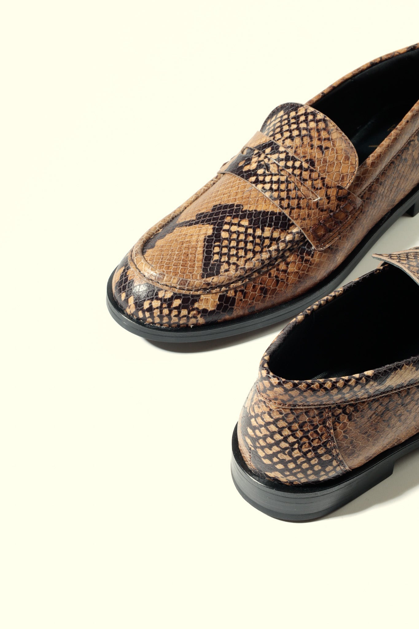 EMILIA SNAKE TAUPE – Soft Leather Loafer Flats KMB shoes