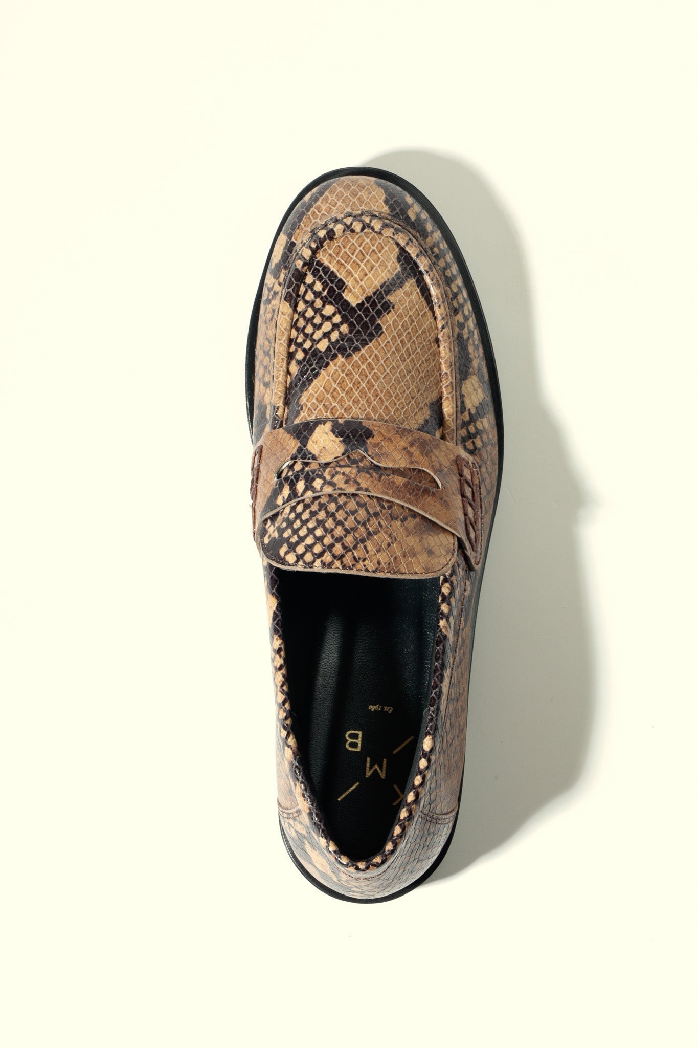 EMILIA SNAKE TAUPE – Soft Leather Loafer Flats KMB shoes