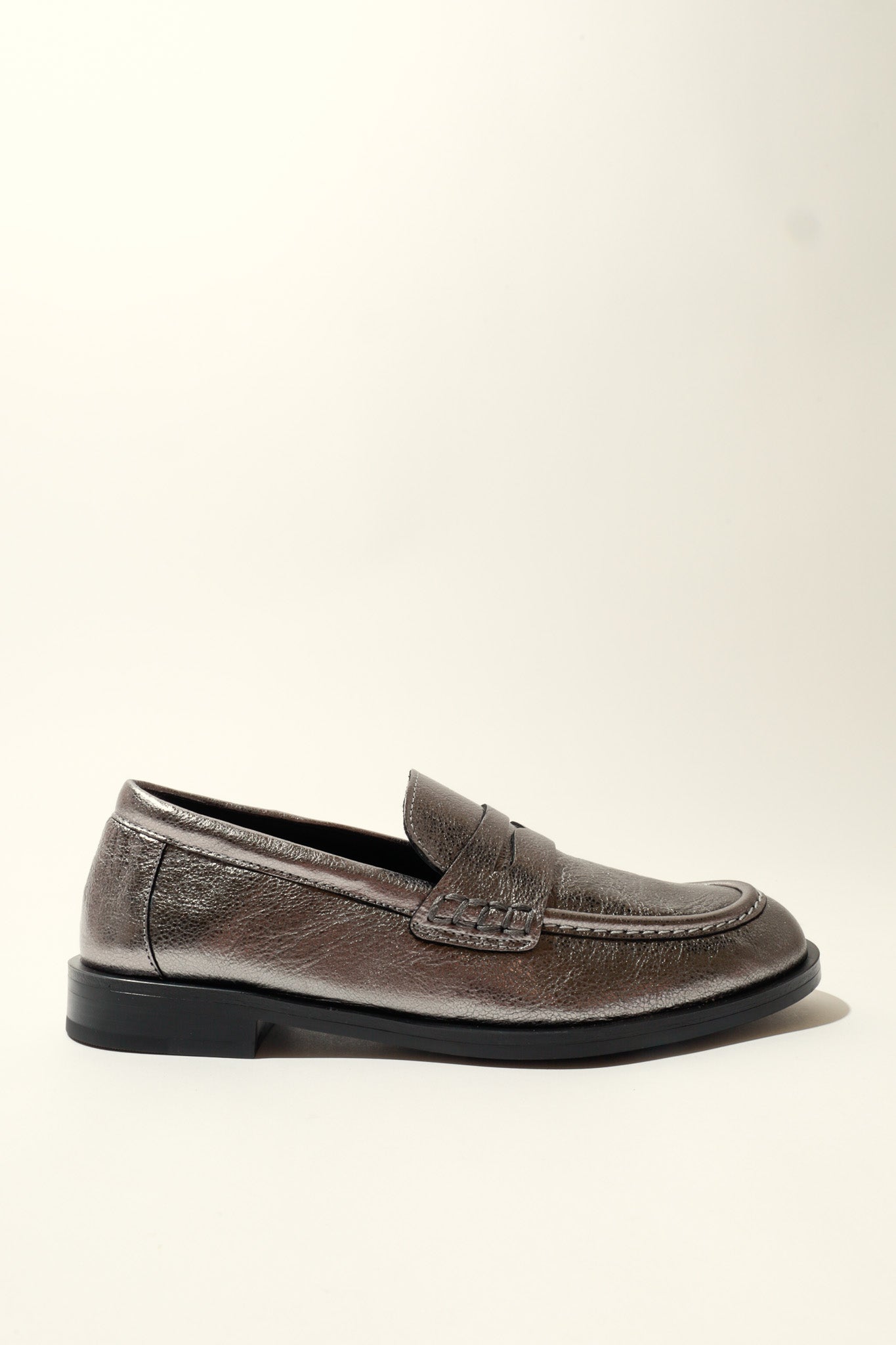EMILIA SILVER – Soft Metallic Leather Loafer Flats KMB shoes