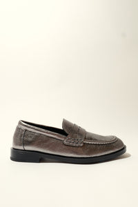 EMILIA SILVER – Soft Metallic Leather Loafer Flats KMB shoes