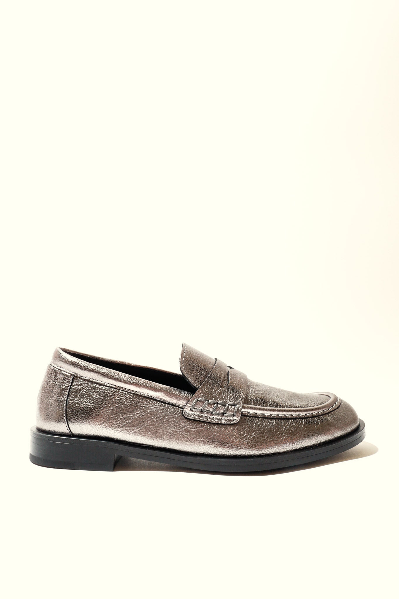EMILIA SILVER – Soft Metallic Leather Loafer Flats KMB shoes
