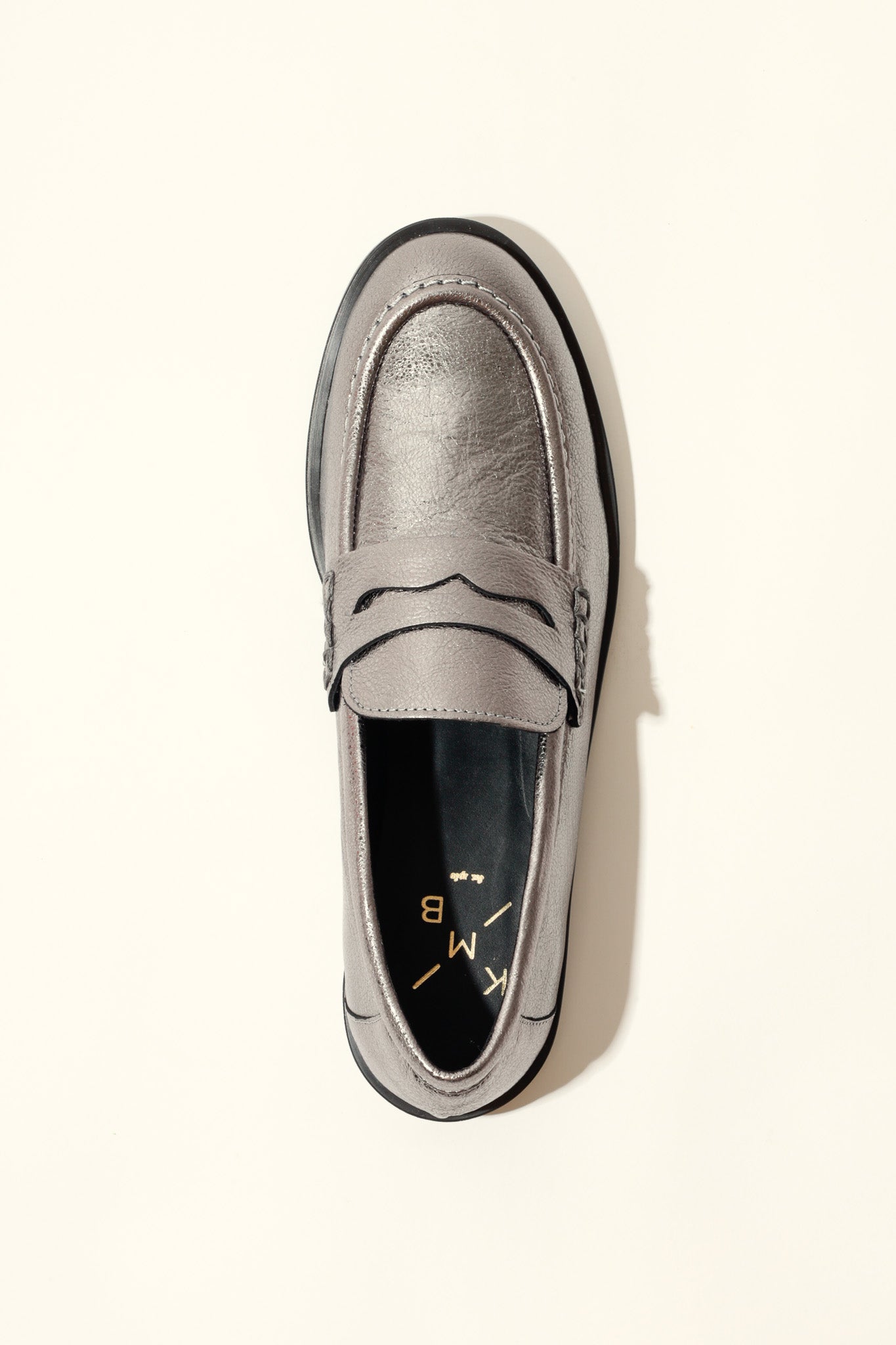 EMILIA SILVER – Soft Metallic Leather Loafer Flats KMB shoes
