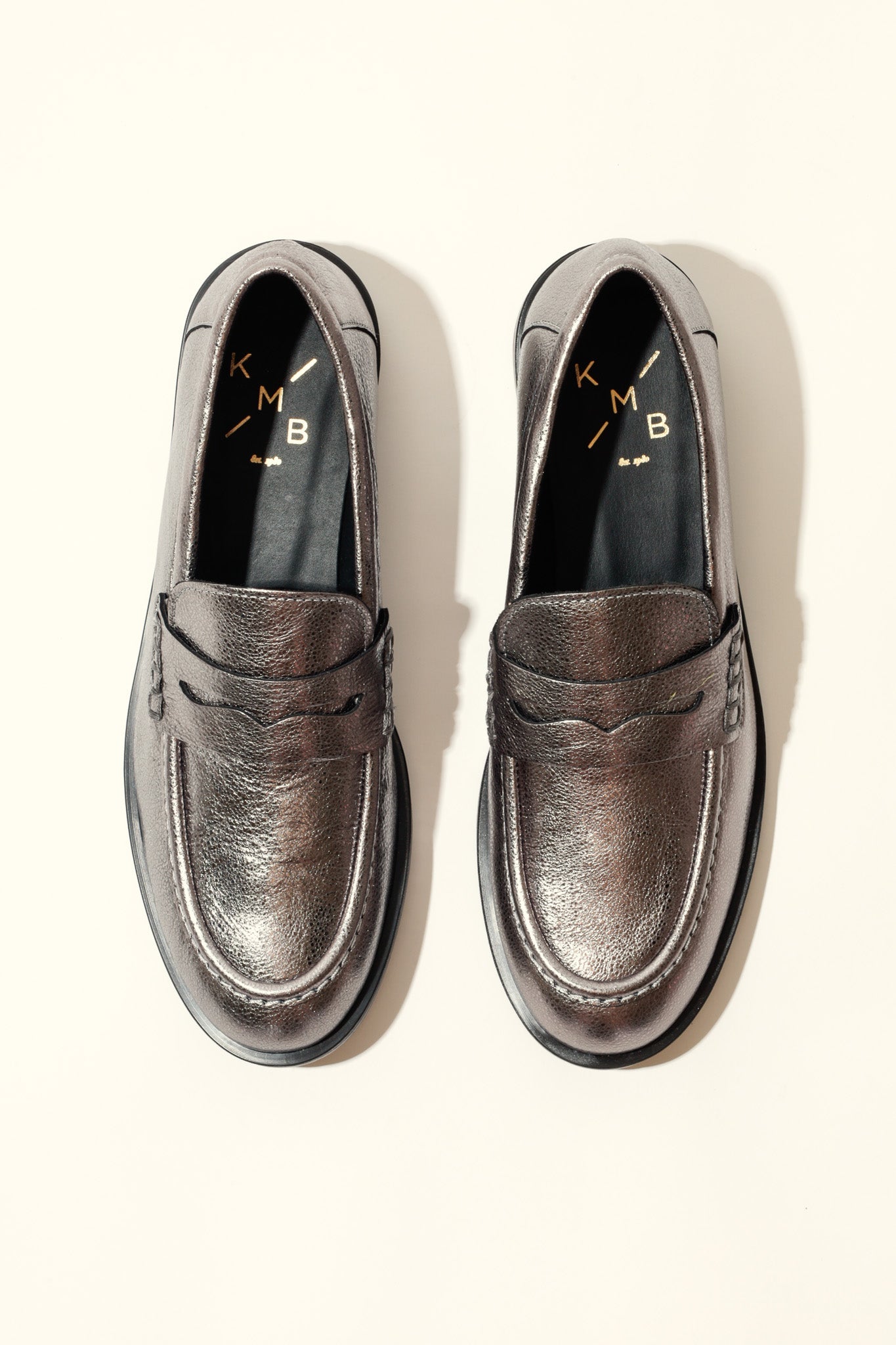 EMILIA SILVER – Soft Metallic Leather Loafer Flats KMB shoes