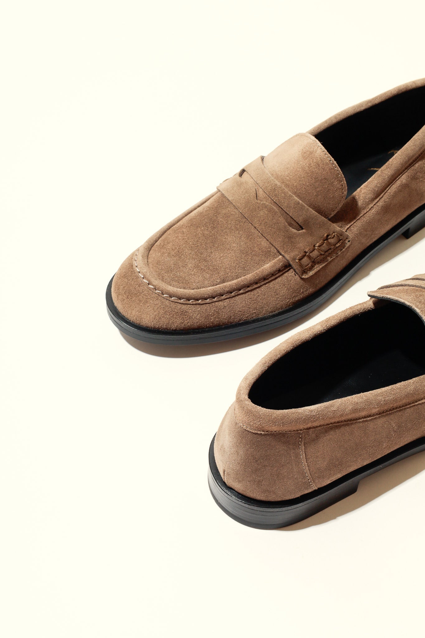 EMILIA TAUPE – Soft Leather Loafer Flats KMB shoes