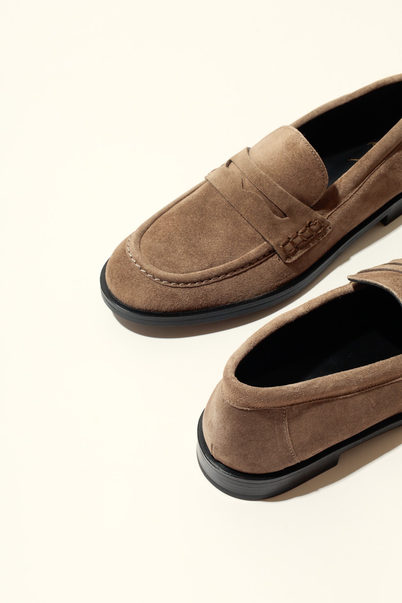 EMILIA TAUPE – Soft Leather Loafer Flats KMB shoes