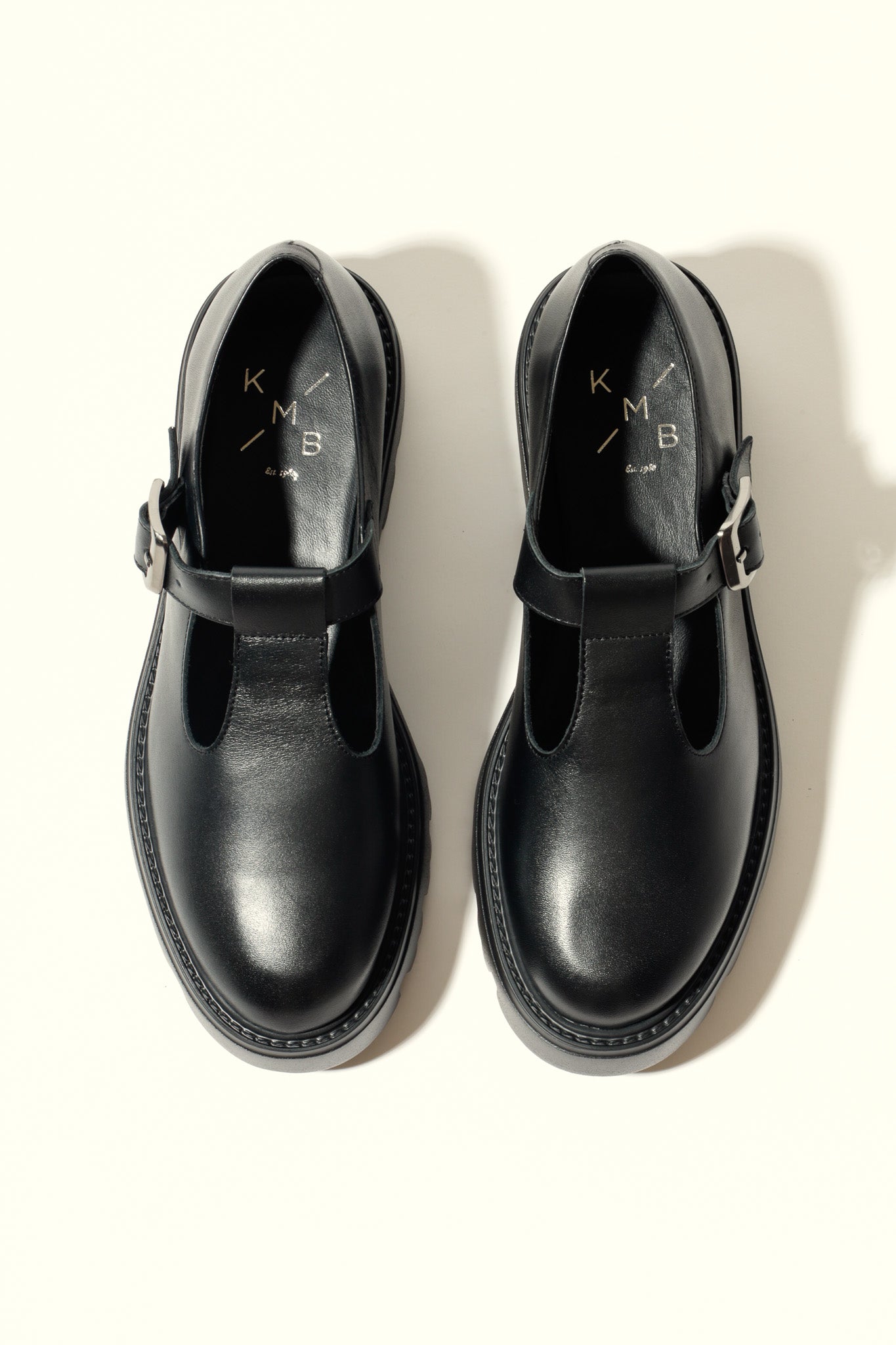 SALOME BLACK – Extra Light T-Bar Leather Shoes – KMB shoes