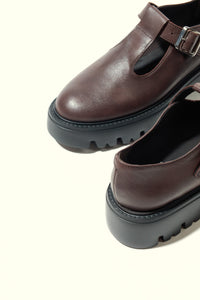 SALOME CHOCOLATE – Extra Light T-Bar Leather Shoes KMB shoes