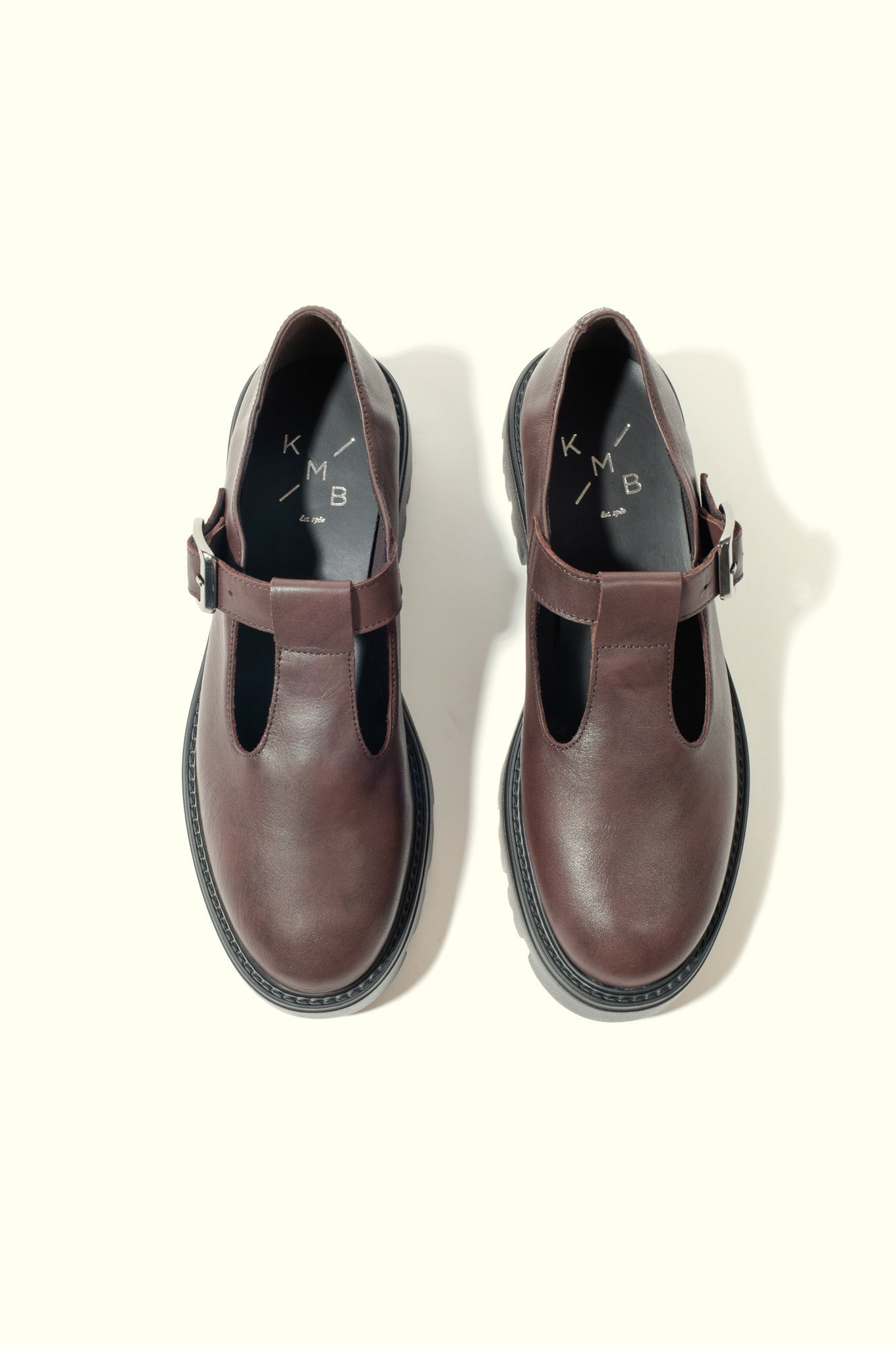 SALOME CHOCOLATE – Extra Light T-Bar Leather Shoes KMB shoes