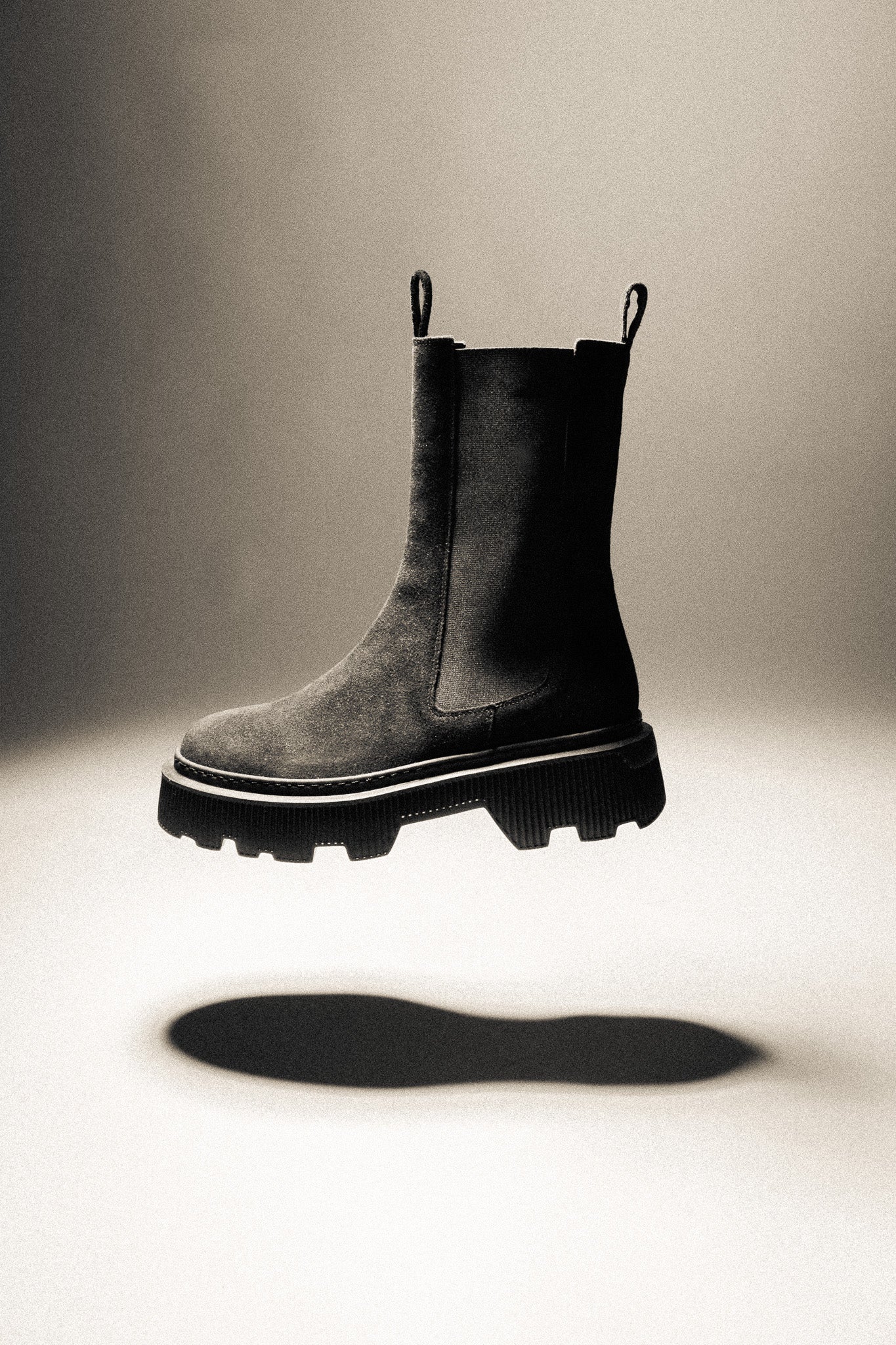 REBECCA BLACK – Mid-Calf Suede Boots with Chunky Sole KMB shoes