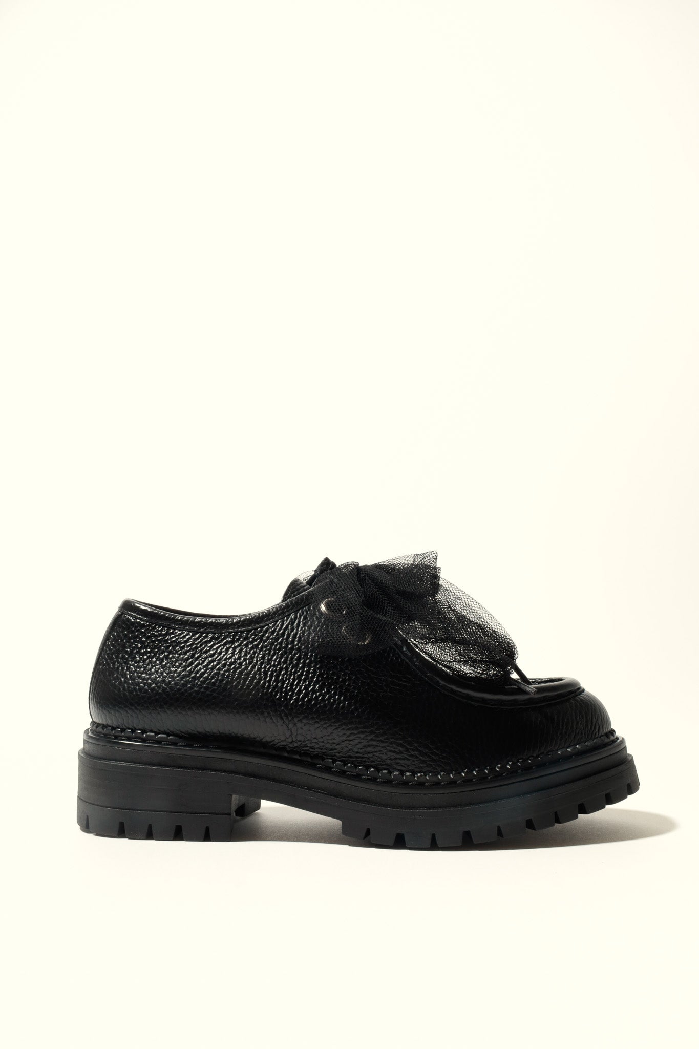 ODDA BLACK- Chunky Sole Wallabee Shoes with Tulle Laces KMB shoes