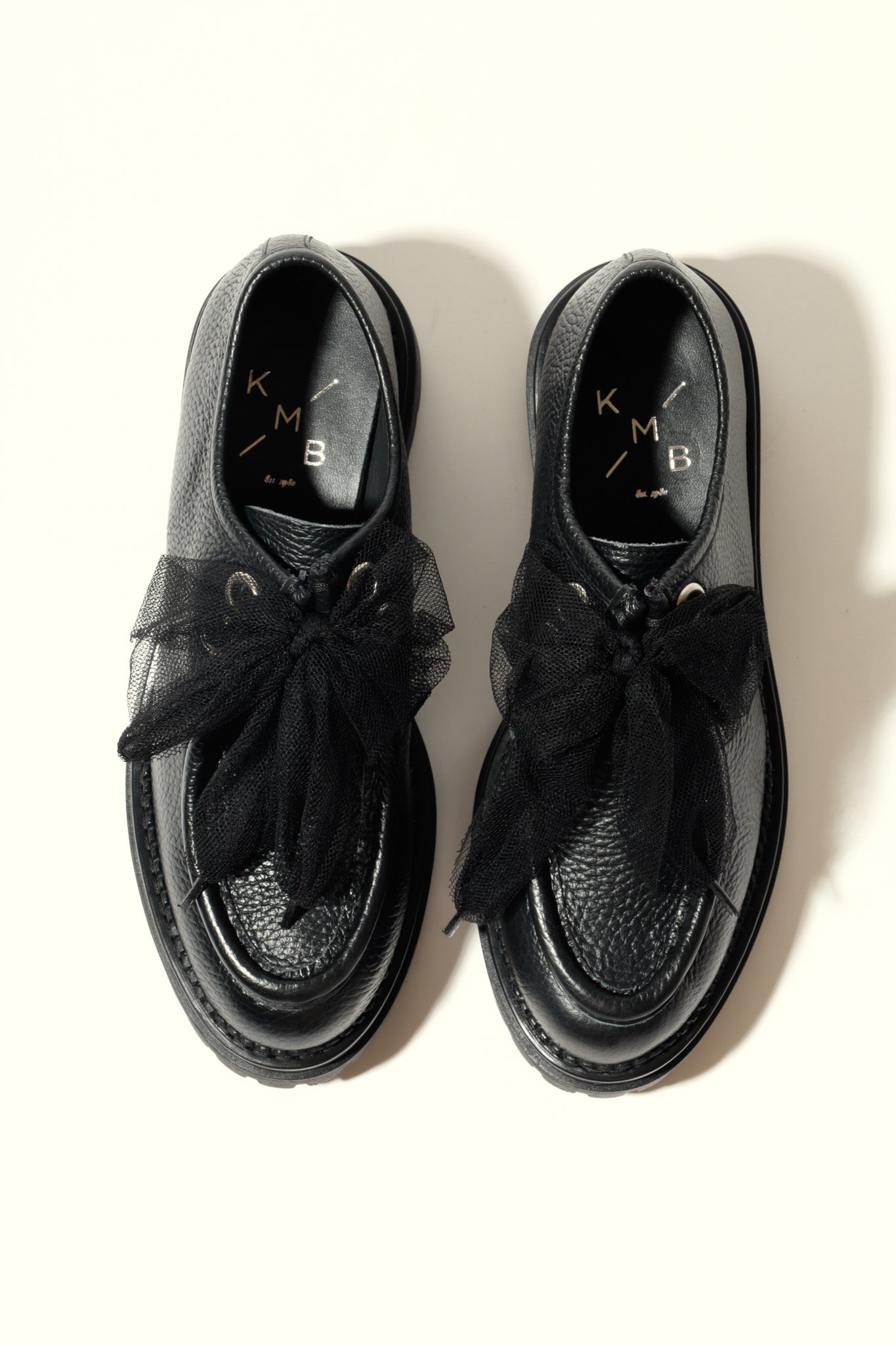 ODDA BLACK- Chunky Sole Wallabee Shoes with Tulle Laces KMB shoes